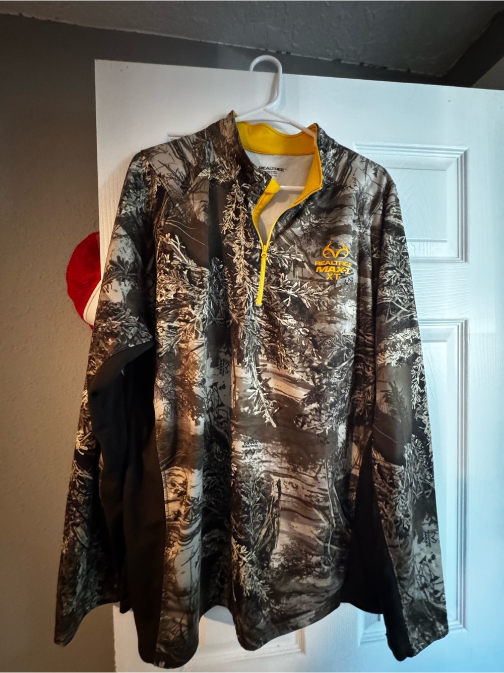 Realtree Men’s Max-5 Camo Quarter-Zip Pullover with Yellow Accents